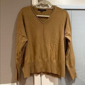 French Connection V-Neck Sweater in Camel Brown